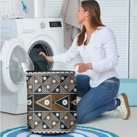 Fiji Brown Masi Pattern Laundry Basket Fijian Tapa