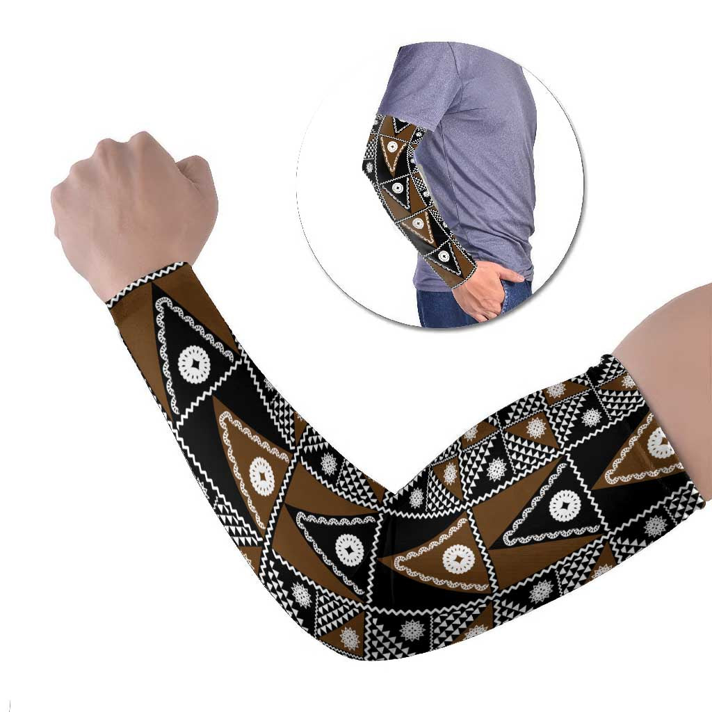 Fiji Brown Masi Pattern Arm Sleeves Fijian Tapa