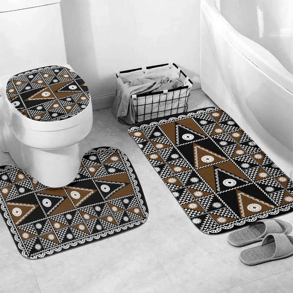Fiji Brown Masi Pattern Bathroom Set Fijian Tapa