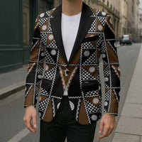 Fiji Brown Masi Pattern Blazer Fijian Tapa