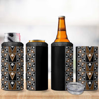 Fiji Brown Masi Pattern 4 in 1 Can Cooler Tumbler Fijian Tapa LT01 - Polynesian Pride