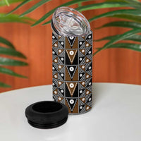 Fiji Brown Masi Pattern 4 in 1 Can Cooler Tumbler Fijian Tapa LT01 - Polynesian Pride