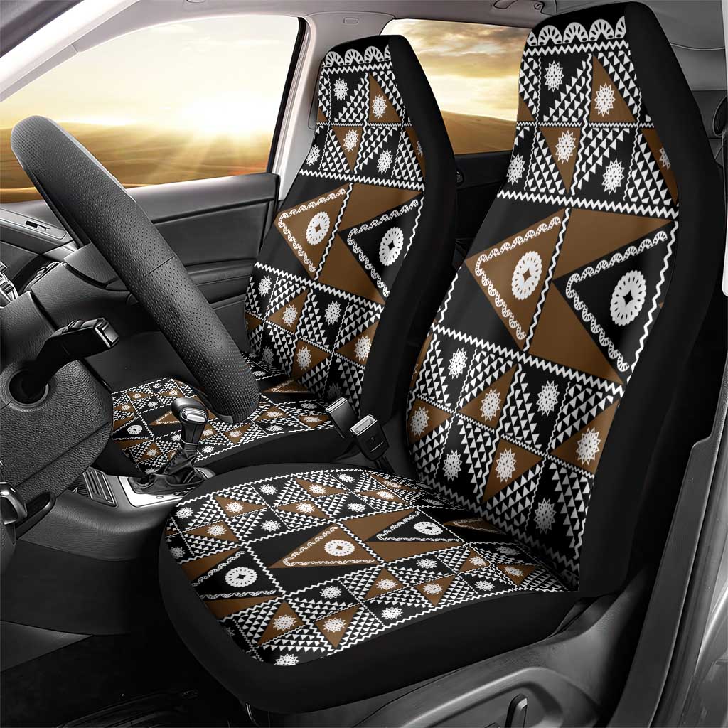 Fiji Brown Masi Pattern Car Seat Cover Fijian Tapa