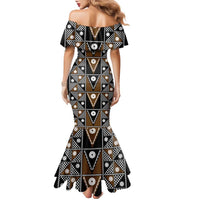 Fiji Brown Masi Pattern Family Matching Mermaid Dress and Hawaiian Shirt Fijian Tapa