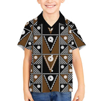 Fiji Brown Masi Pattern Family Matching Off Shoulder Maxi Dress and Hawaiian Shirt Fijian Tapa