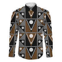 Fiji Brown Masi Pattern Family Matching Off Shoulder Short Dress and Hawaiian Shirt Fijian Tapa