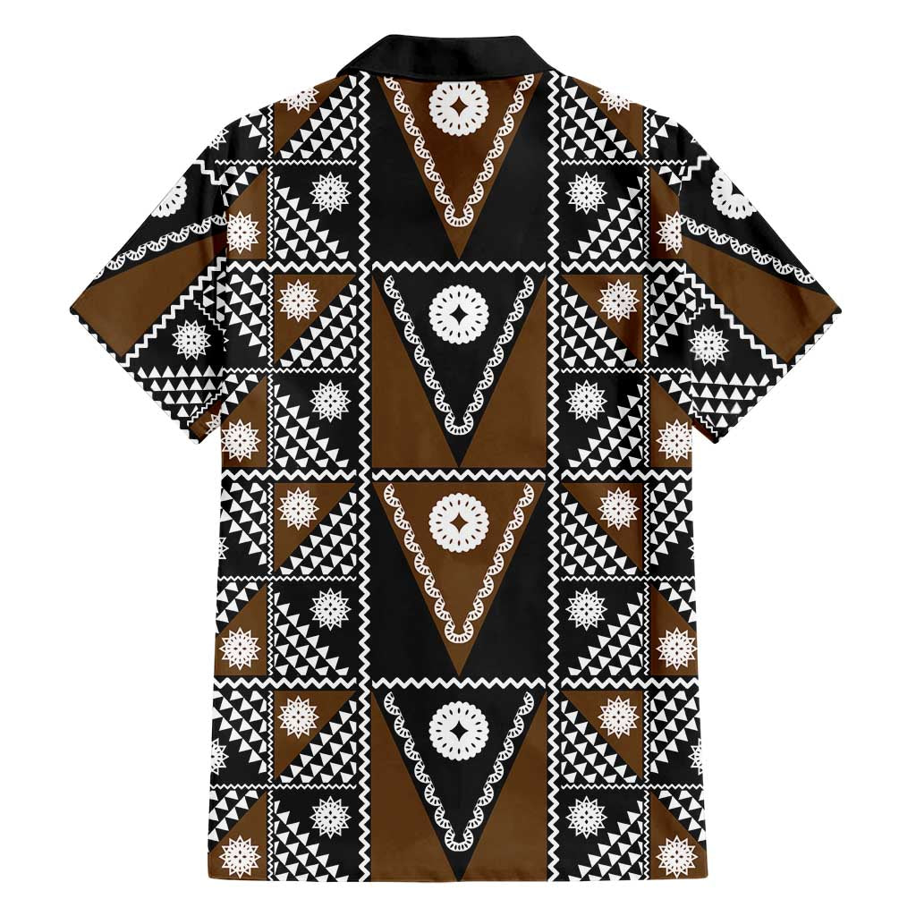 Fiji Brown Masi Pattern Family Matching Tank Maxi Dress and Hawaiian Shirt Fijian Tapa