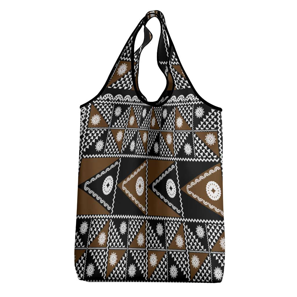 Fiji Brown Masi Pattern Grocery Bag Fijian Tapa