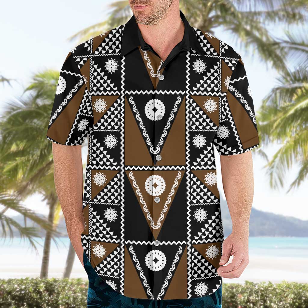 Fiji Brown Masi Pattern Hawaiian Shirt Fijian Tapa