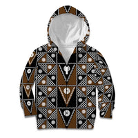 Fiji Brown Masi Pattern Kid Hoodie Fijian Tapa