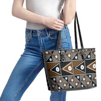Fiji Brown Masi Pattern Leather Tote Bag Fijian Tapa