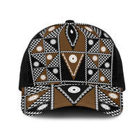 Fiji Brown Masi Pattern Mesh Trucker Cap Fijian Tapa