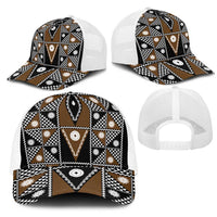 Fiji Brown Masi Pattern Mesh Trucker Cap Fijian Tapa