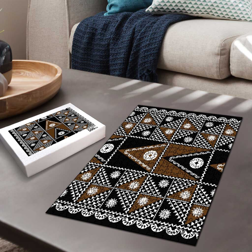 Fiji Brown Masi Pattern Puzzle Fijian Tapa