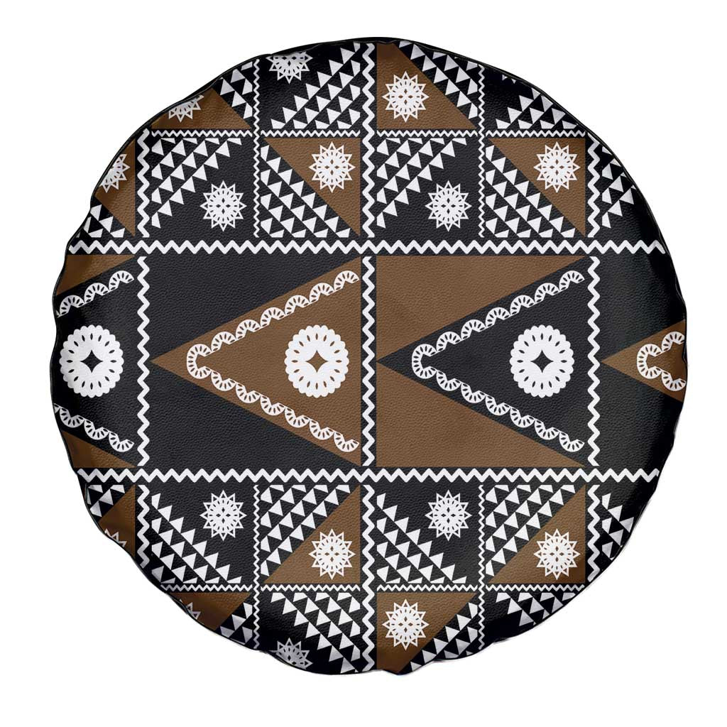 Fiji Brown Masi Pattern Spare Tire Cover Fijian Tapa