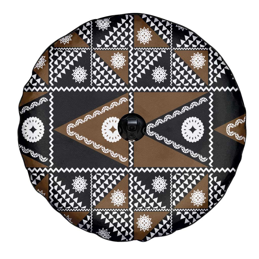 Fiji Brown Masi Pattern Spare Tire Cover Fijian Tapa