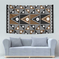 Fiji Brown Masi Pattern Tapestry Fijian Tapa