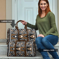 Fiji Brown Masi Pattern Travel Bag Fijian Tapa