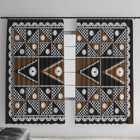 Fiji Brown Masi Pattern Window Curtain Fijian Tapa