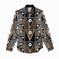 Fiji Brown Masi Pattern Women Casual Shirt Fijian Tapa LT01 - Polynesian Pride