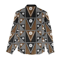 Fiji Brown Masi Pattern Women Casual Shirt Fijian Tapa LT01 - Polynesian Pride