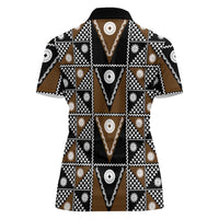 Fiji Brown Masi Pattern Women Polo Shirt Fijian Tapa LT01 - Polynesian Pride