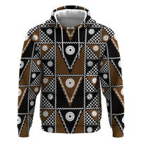 Fiji Brown Masi Pattern Zip Hoodie Fijian Tapa