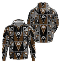 Fiji Brown Masi Pattern Zip Hoodie Fijian Tapa