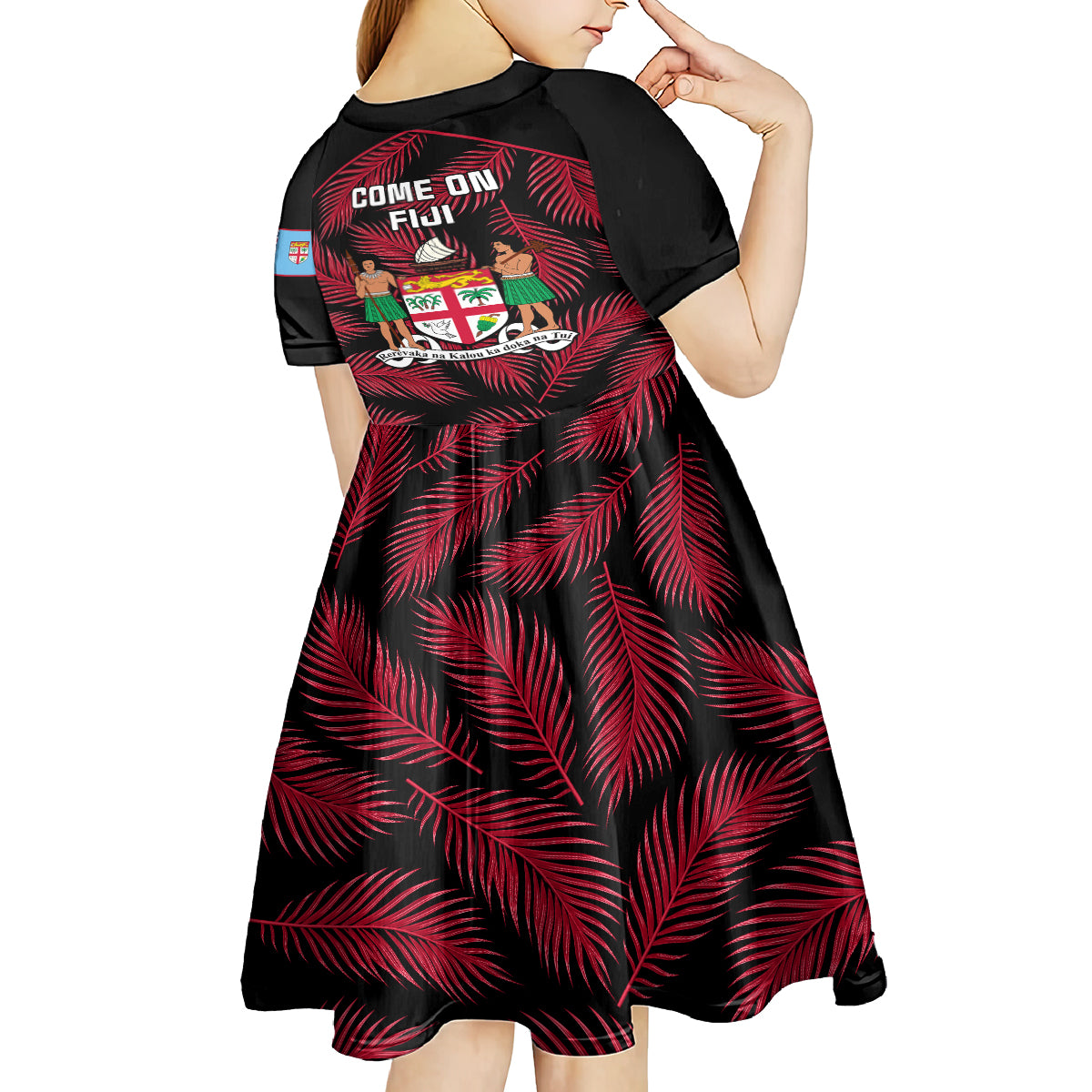 fiji-rugby-kid-short-sleeve-dress-flying-fijians-red-palm-tree-version