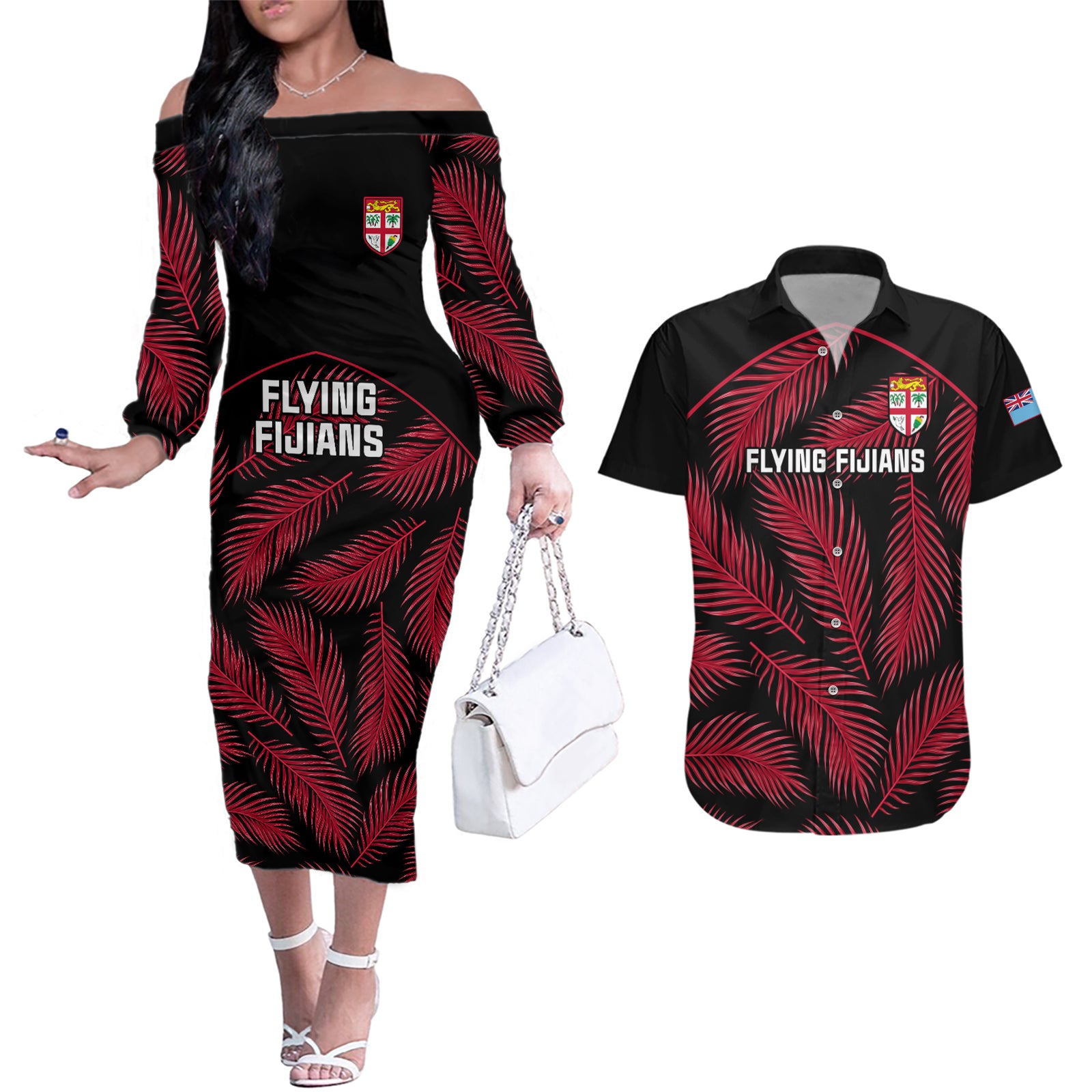 custom-fiji-rugby-couples-matching-off-the-shoulder-long-sleeve-dress-and-hawaiian-shirt-flying-fijians-red-palm-tree-version