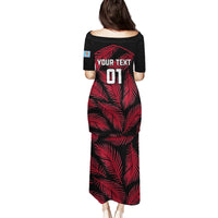 Custom Fiji Rugby Family Matching Puletasi Dress and Hawaiian Shirt Flying Fijians Red Palm Tree Version LT01 - Polynesian Pride