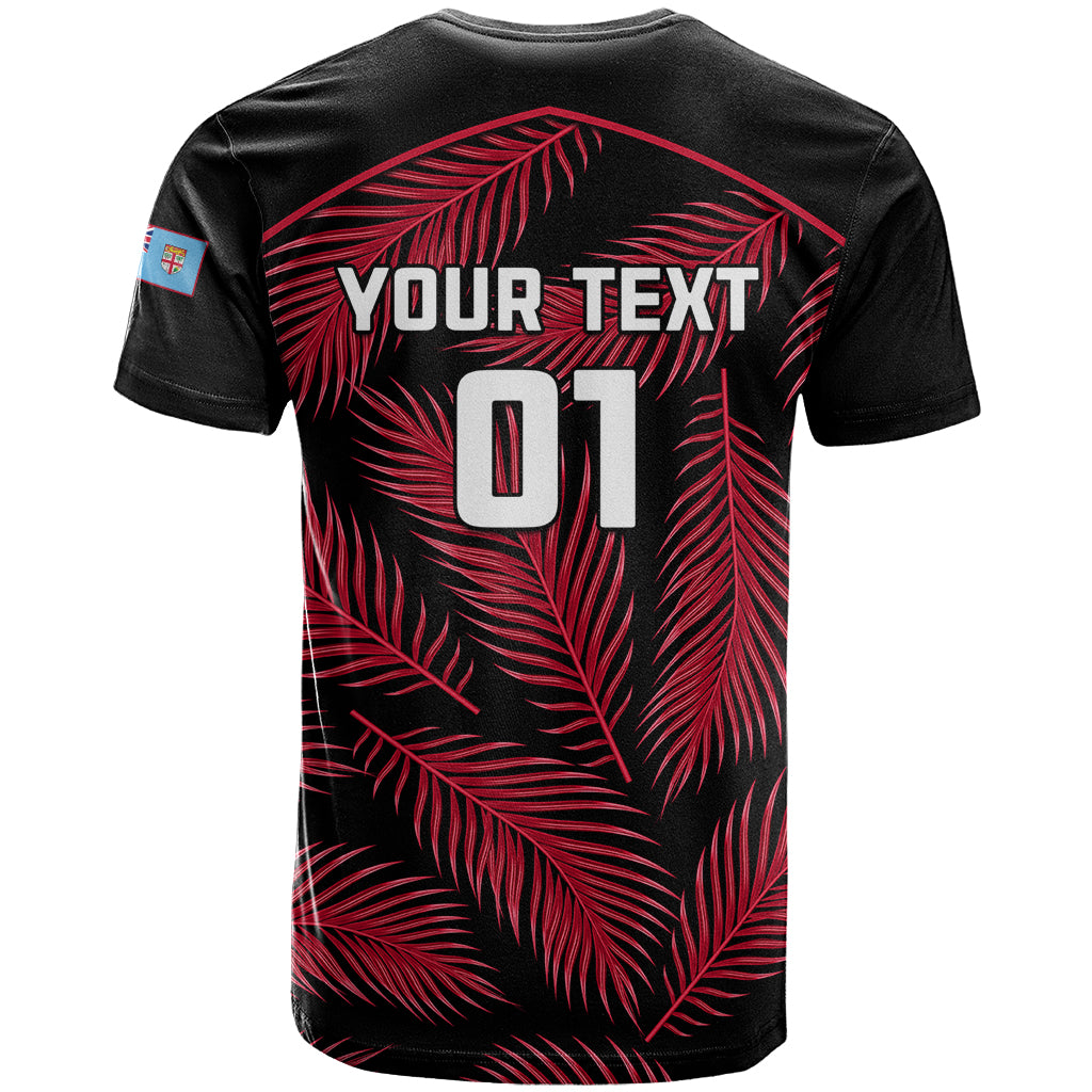 Custom Fiji Rugby T Shirt Flying Fijians Red Palm Tree Version LT01 - Polynesian Pride