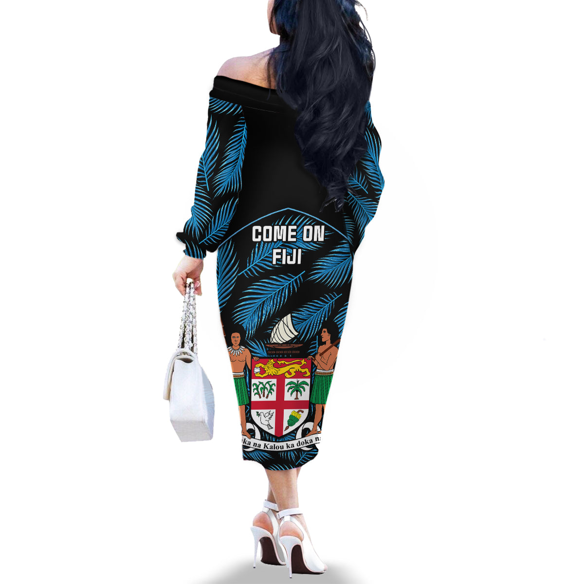 fiji-rugby-family-matching-off-shoulder-long-sleeve-dress-and-hawaiian-shirt-flying-fijians-blue-palm-tree-version