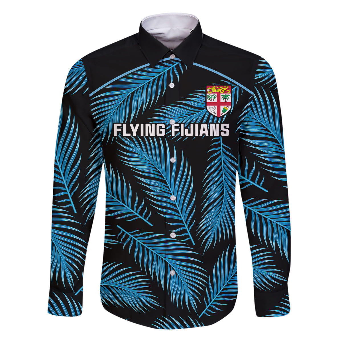 fiji-rugby-family-matching-short-sleeve-bodycon-dress-and-hawaiian-shirt-flying-fijians-blue-palm-tree-version