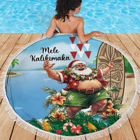 Hawaii Christmas Santa Claus Beach Blanket Mele Kalikimaka Tropical Beach