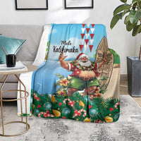 Hawaii Christmas Santa Claus Blanket Mele Kalikimaka Tropical Beach