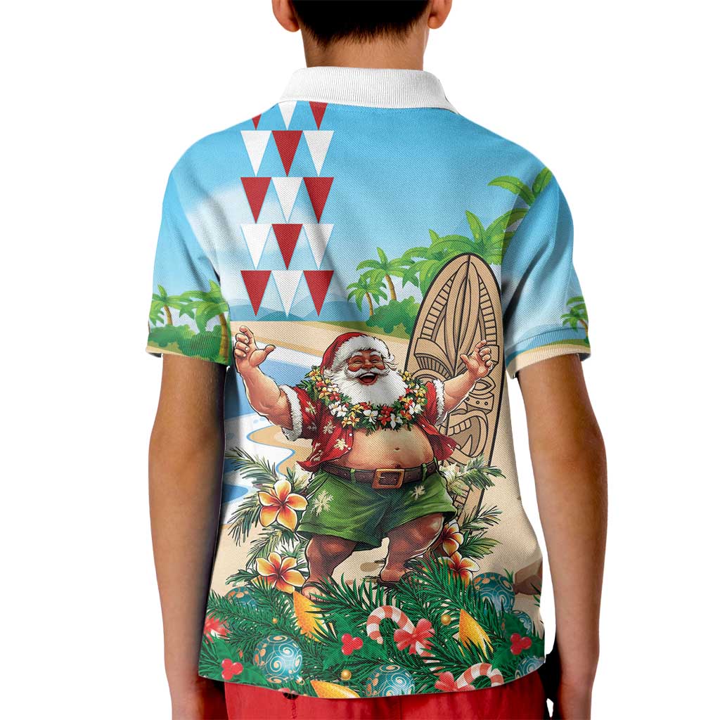 Hawaii Christmas Santa Claus Kid Polo Shirt Mele Kalikimaka Tropical Beach