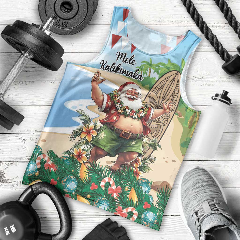 Hawaii Christmas Santa Claus Men Tank Top Mele Kalikimaka Tropical Beach