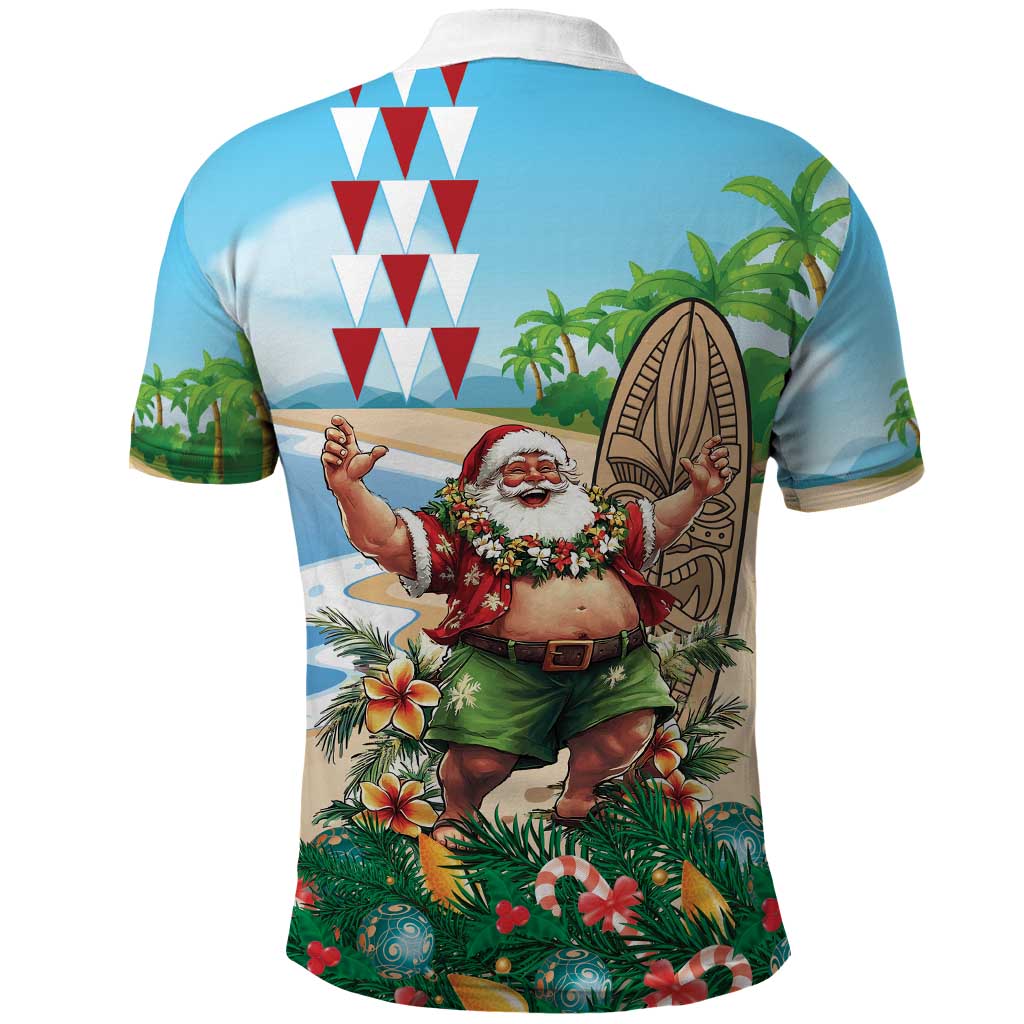 Hawaii Christmas Santa Claus Polo Shirt Mele Kalikimaka Tropical Beach