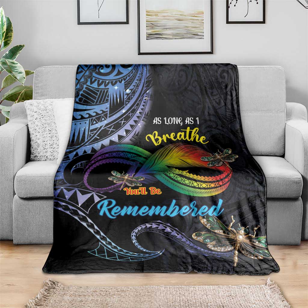 Polynesian Memorial Blanket As Long As I Breathe You'll Be Remembered
