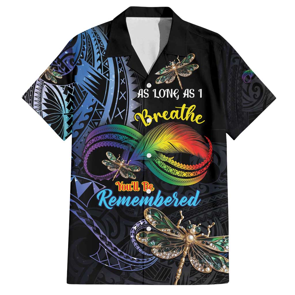 Personalised Polynesian Memorial Family Matching Off Shoulder Maxi Dress and Hawaiian Shirt As Long As I Breathe You'll Be Remembered
