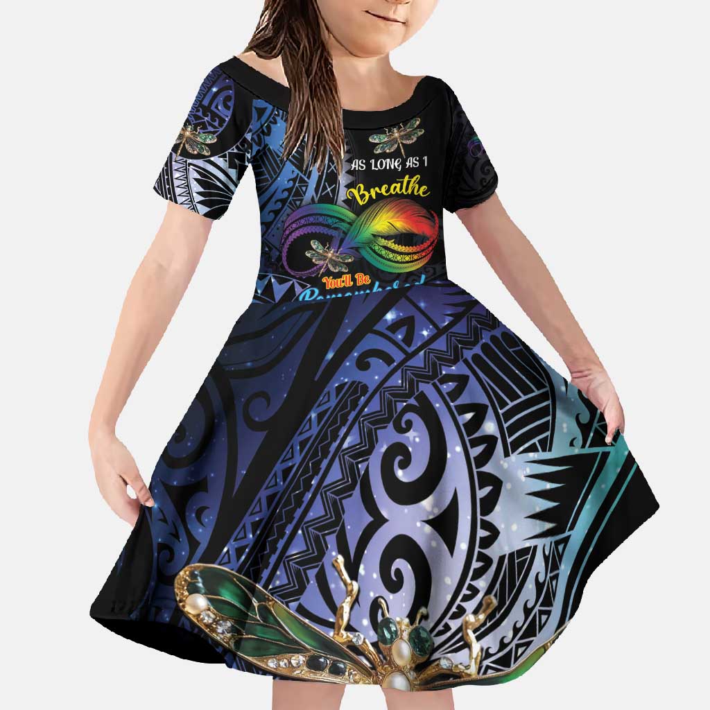 Personalised Polynesian Memorial Family Matching Short Sleeve Bodycon Dress and Hawaiian Shirt As Long As I Breathe You'll Be Remembered