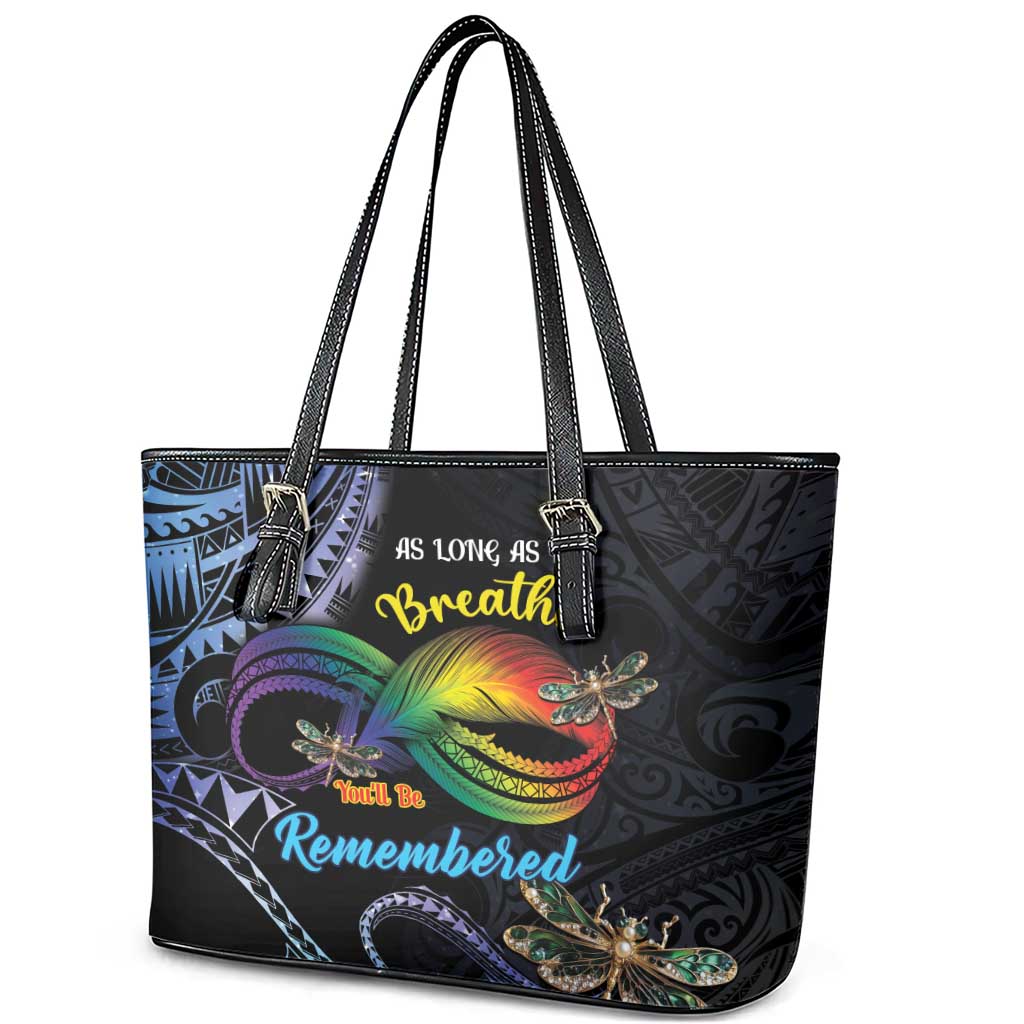 Polynesian Memorial Leather Tote Bag As Long As I Breathe You'll Be Remembered