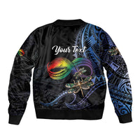 Personalised Polynesian Memorial Sleeve Zip Bomber Jacket As Long As I Breathe You'll Be Remembered