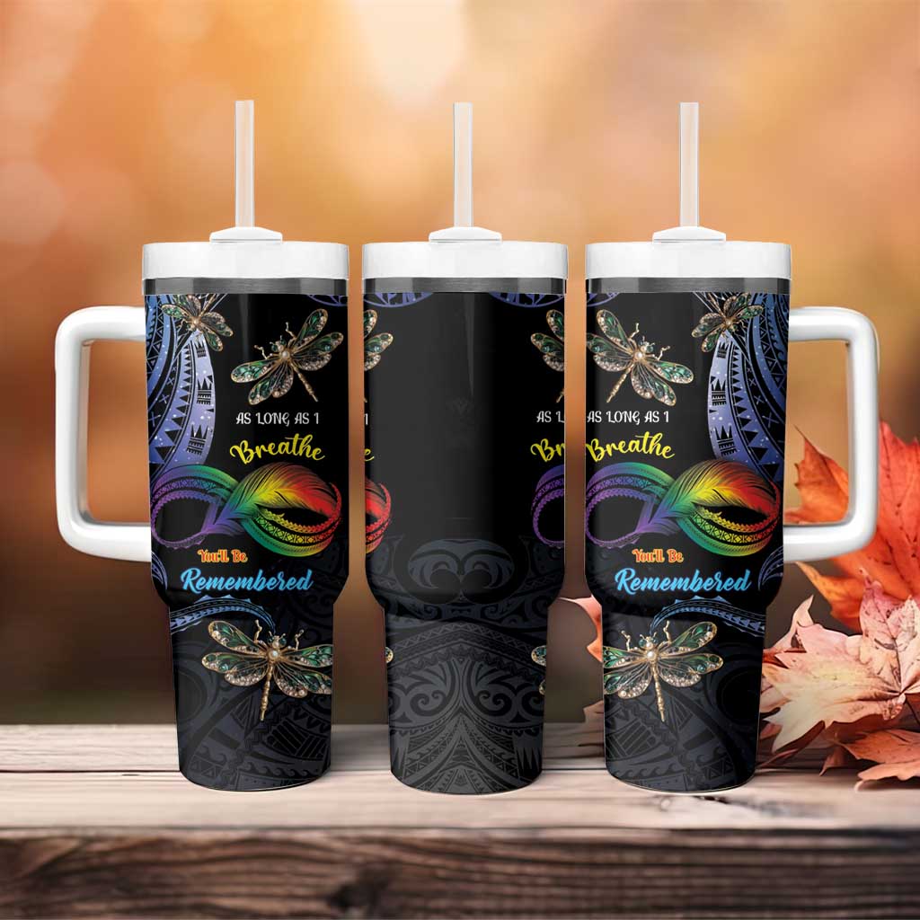 Personalised Polynesian Memorial Tumbler With Handle As Long As I Breathe You'll Be Remembered
