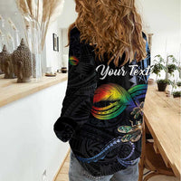 Personalised Polynesian Memorial Women Casual Shirt As Long As I Breathe You'll Be Remembered