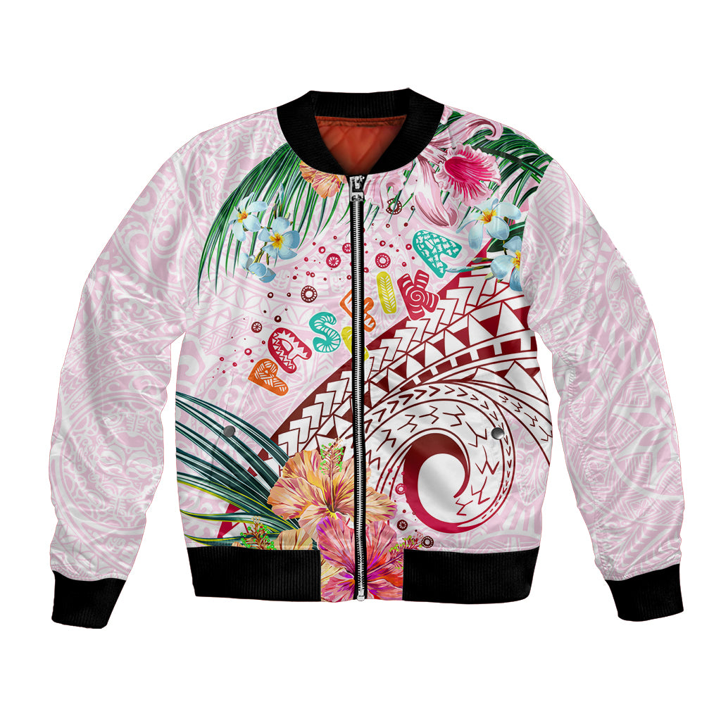 Pasifika Festival Bomber Jacket Tribal Pattern Tropical Style LT01 Unisex Pink - Polynesian Pride
