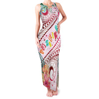 Pasifika Festival Family Matching Tank Maxi Dress and Hawaiian Shirt Tribal Pattern Tropical Style LT01 Mom's Dress Pink - Polynesian Pride