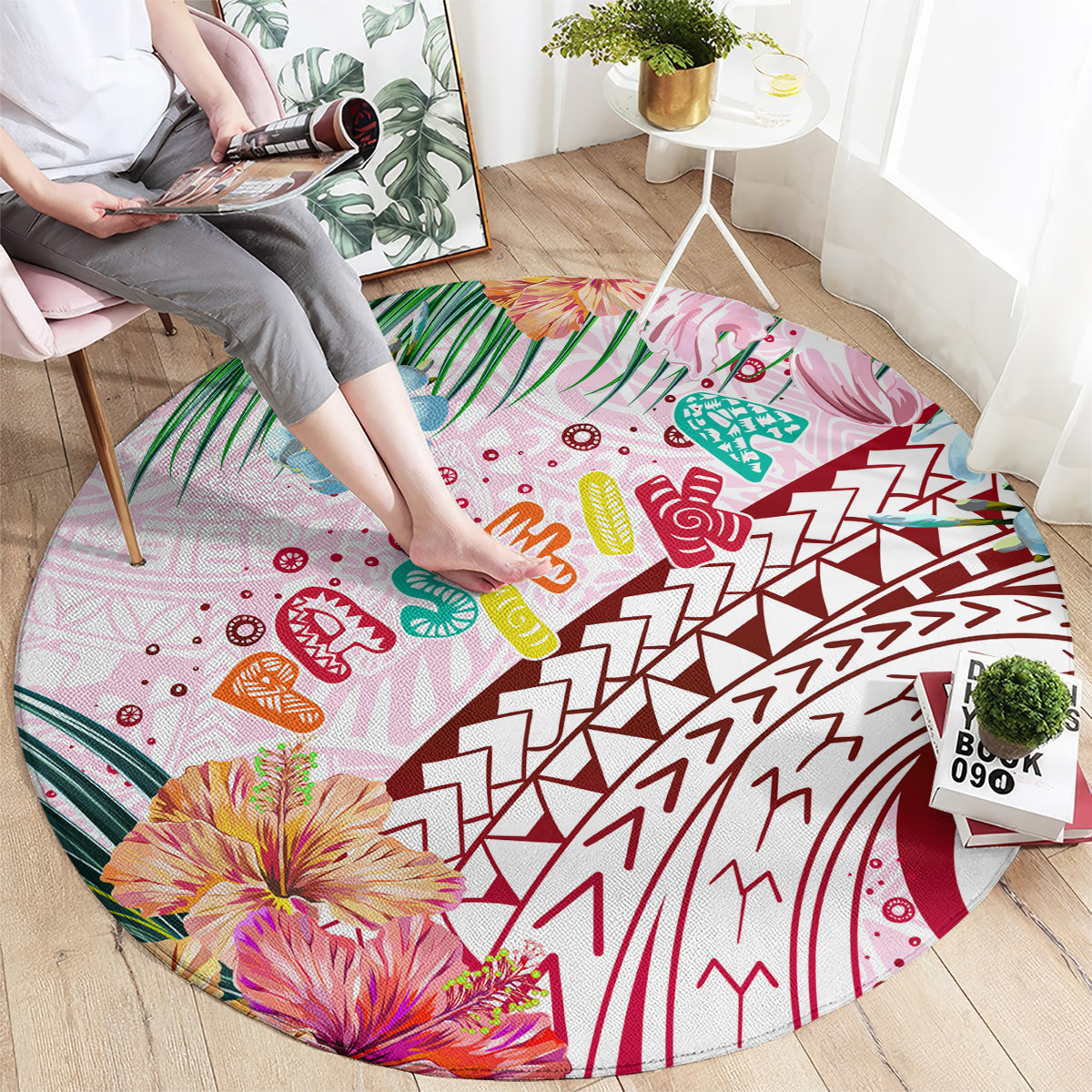 Pasifika Festival Round Carpet Tribal Pattern Tropical Style LT01 - Polynesian Pride