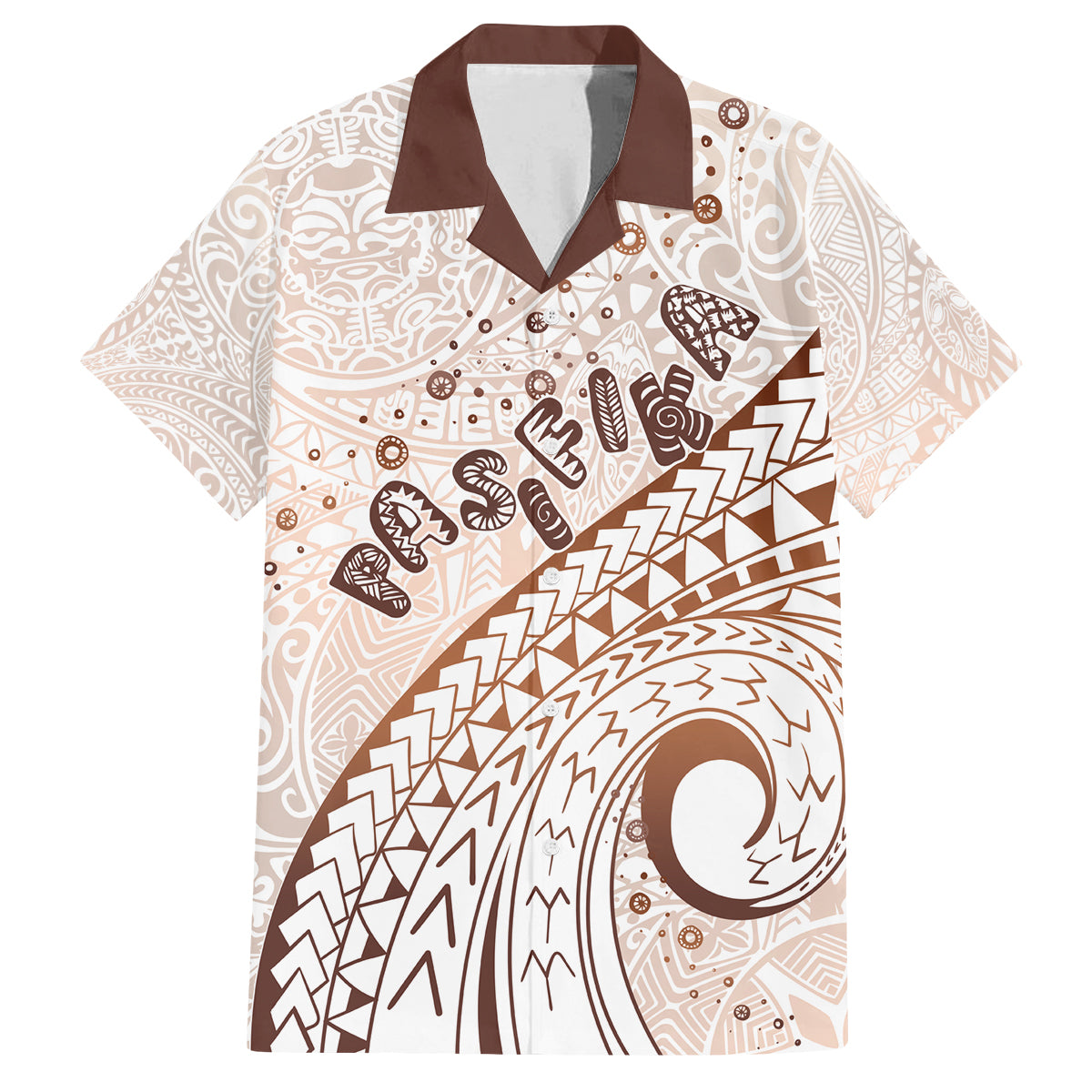 Pasifika Festival Family Matching Summer Maxi Dress and Hawaiian Shirt Vintage Tribal Pattern LT01 Dad's Shirt - Short Sleeve Brown - Polynesian Pride